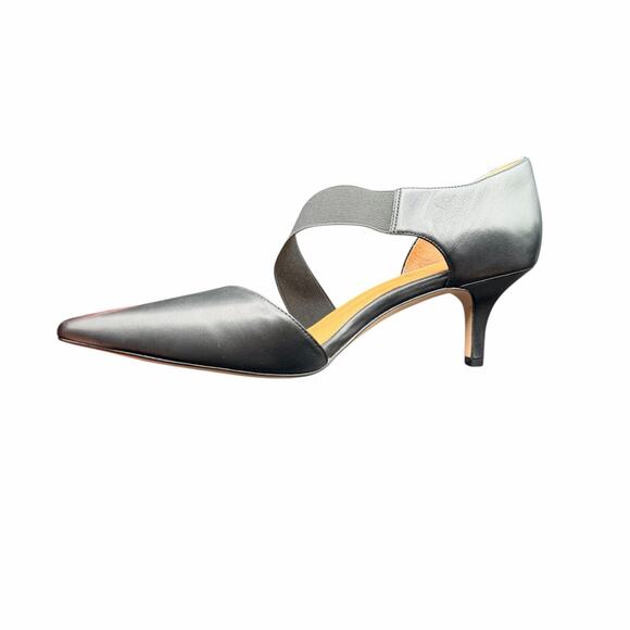 Corso Como Black Leather Kitten Heels Crisscross Strap Pumps 11M - Picture 9 of 12